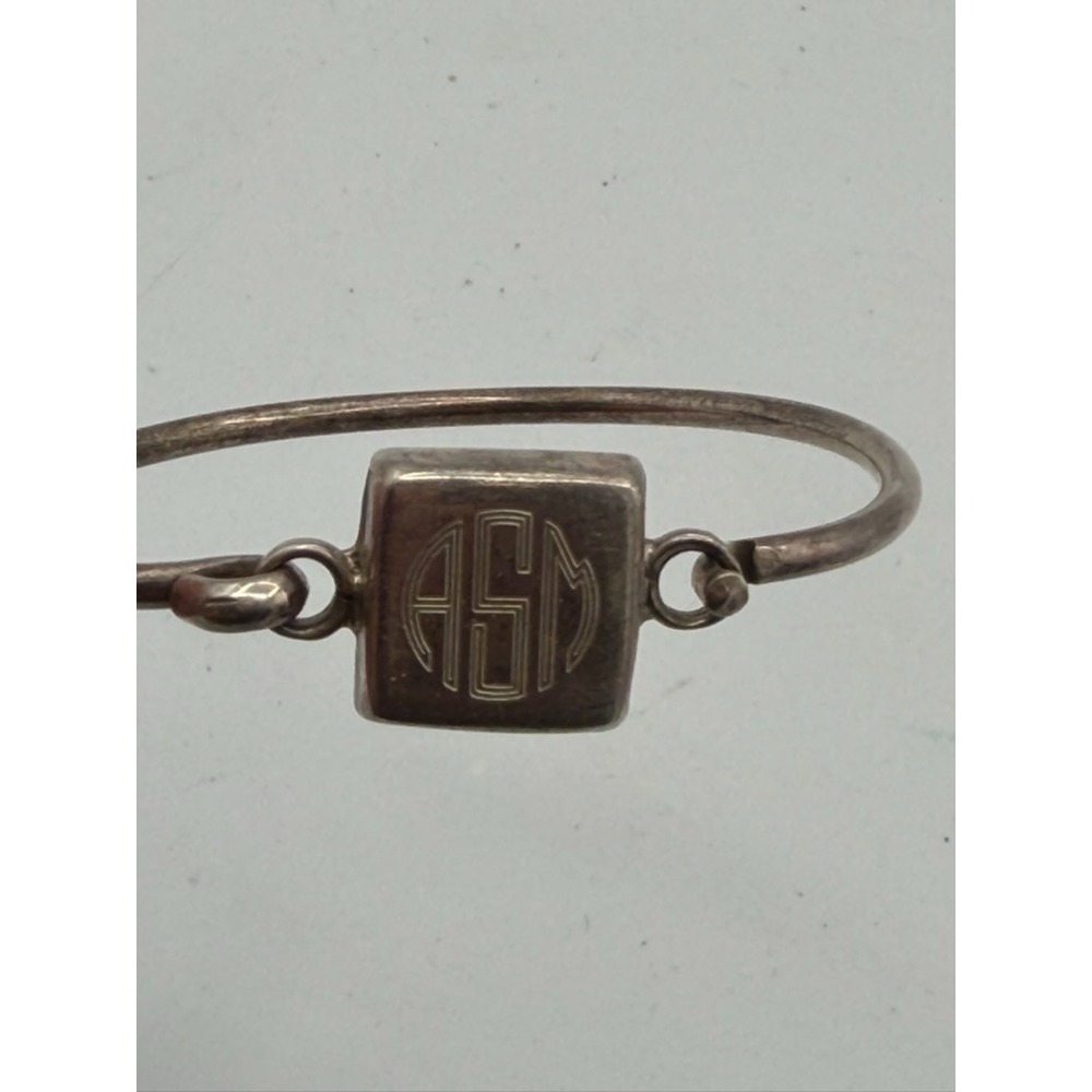 Vintage Sterling Silver 925 Monogram AGM Initial Bangle Bracelet 18g